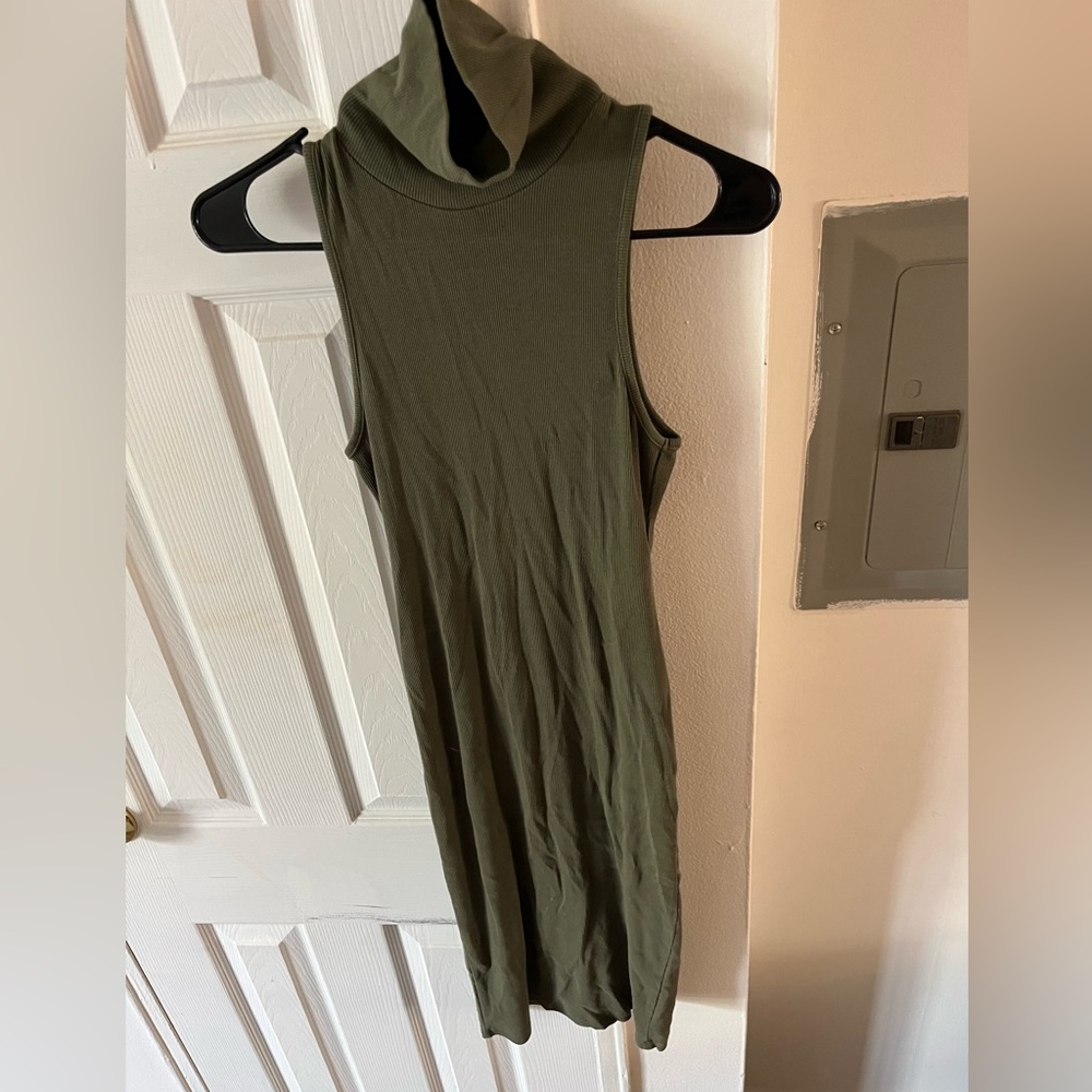Zara Olive Green Turtleneck Dress